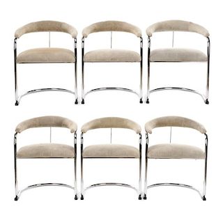 Set of 6 Milo Baughman Style Dining Chairs