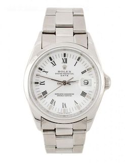 Men's Stainless Rolex Oyster Perpetual Date Watch