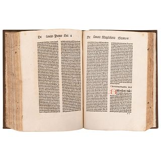 Prato Florido, Hugo de. Sermones de Sanctis. Heidelberg: Impr. de Lindelbach - Heinrich Knoblochtzer, 1485. 1era edición. Incunable.