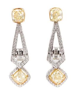 18k Two-Tone Gold & Diamond Drop Earrings