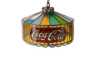 Coca Cola Stained and Leaded Glass Chandelier