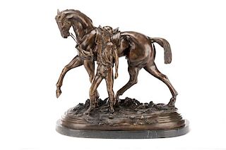 New York School, "Rider Leading Horse", Bronze