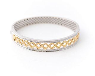 Ladies Two-Tone Gold & Diamond Bangle Bracelet
