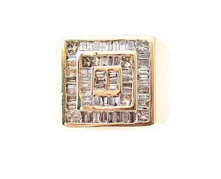 Unisex 14k Yellow Gold & Diamond Ring
