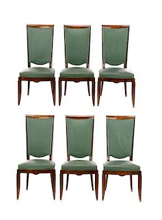 Set of 6 French Art Deco Mahogany Dining Chairs