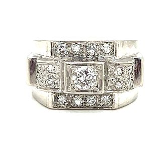 Art Deco Chevalier Platinum Diamond RingÂ 