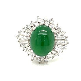 Art Deco Jade Jadeite Platinum Diamond RingÂ 