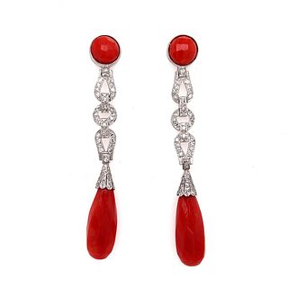 Art Deco Converted Watch To Coral Earrings