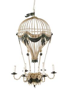 Polychromed Tole & Wire Hot Air Balloon Chandelier