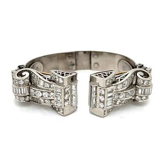 Art Deco Platinum Diamond Bracelet/Clips