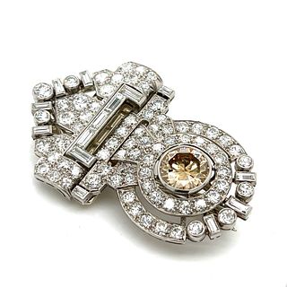 French Art Deco Platinum Diamond Brooch