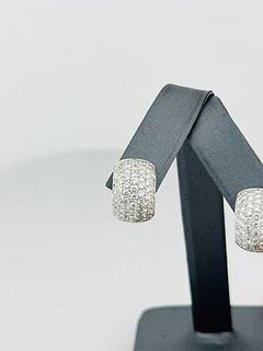 18K white gold Diamond Huggie mini Solid hoop earrings,3.00ct FG VS1-VS2 Diamond