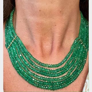 14K Yellow Gold Emerald Necklace