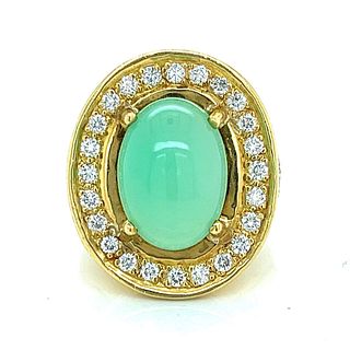 18K Jade Diamond Ring