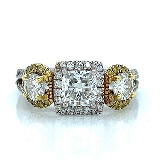 18K White & Yellow Gold GIA Certified Diamond Ring