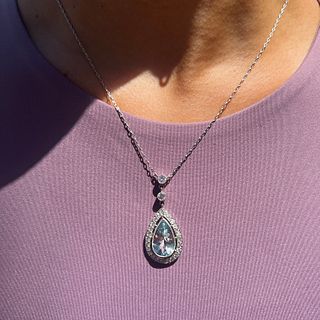 Platinum Aqua Diamond Necklace