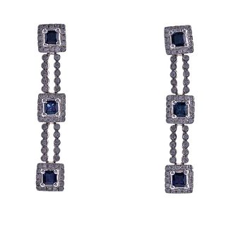 14k Gold Diamond Sapphire Earrings