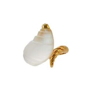 Lalaounis Greece Crystal Shell 18k Gold Ring