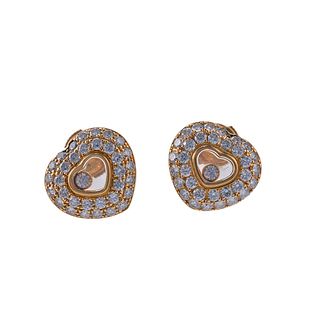 Chopard Happy Hearts 18k Gold Diamond Earrings