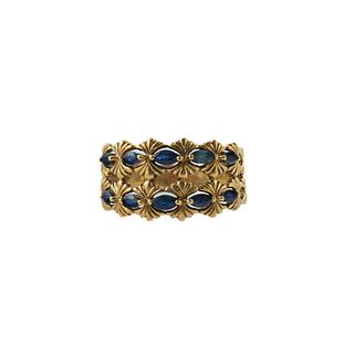 14k Gold Sapphire Half Band Ring
