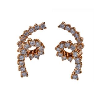 14k Gold Diamond Swirl Earrings