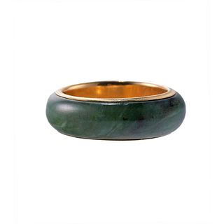 14k Gold Jade Band Ring