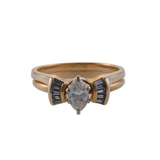 14k Gold Diamond Engagement Enhancer Ring Set