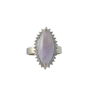 14k Gold Lavender Jade Diamond Ring