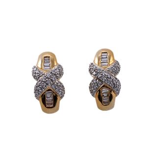 14k Gold Diamond X Earrings