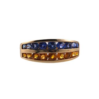 14k Gold Yellow Blue Sapphire Ring