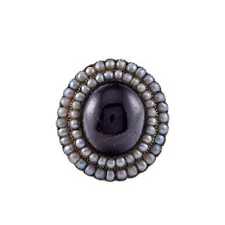 Antique 14k Gold Garnet Pearl Ring