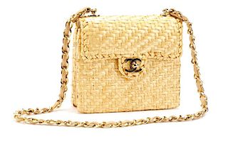 Chanel Woven Rattan Mini Classic Flap Bag