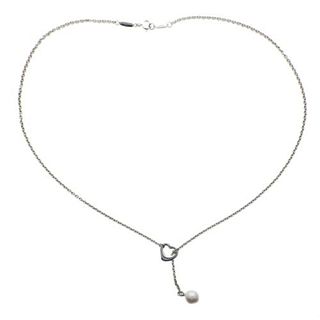 Tiffany & Co Elsa Peretti Sterling Silver Lariat Pearl Necklace