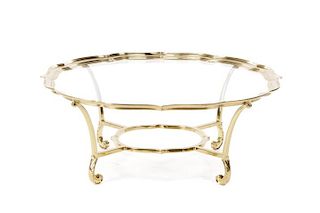 LaBarge Rounded Brass & Glass Coffee Table