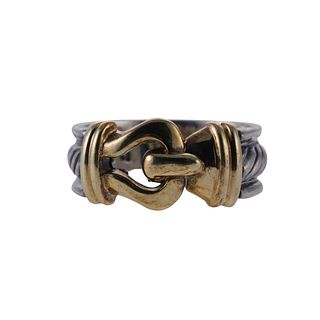 David Yurman 14k Gold Silver Buckle Ring