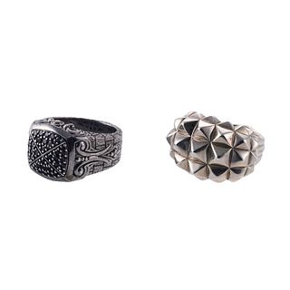 Stephen Webster Silver Black Sapphire Studs Ring Lot 2pc