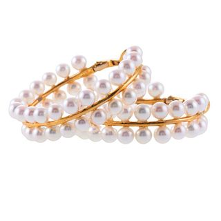 Assael 18k Gold Pearl Hoop Earrings