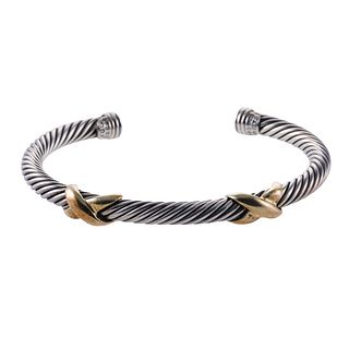 David Yurman Silver 14k Gold Cable X Bracelet