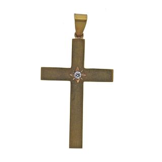 Castellani 15k Gold Diamond Cross Pendant