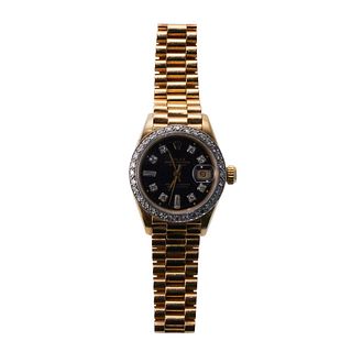 Rolex Ladies Datejust President 26mm Gold Diamond Watch 69178