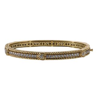 Judith Ripka 18k Gold Diamond Bangle Bracelet