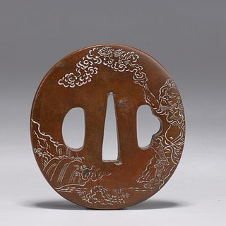Antique Japanese Copper Tanto Tsuba