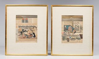 Group of Two Antique Japanese Woodblocks