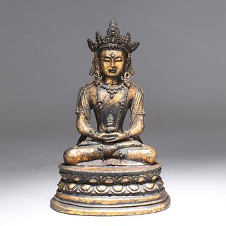 Antique Southeast Asian Gilt Bronze Seated Bodhisattva