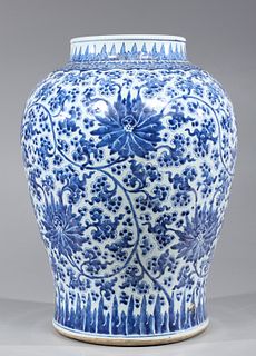 Large and Important Chinese 18th C. Blue & White Porcelain Baluster Vase