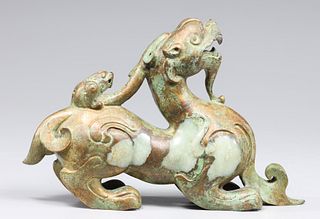 Chinese Carved Jade Warring State Style Qilin