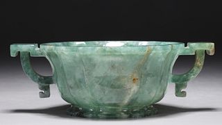Antique Chinese Carved Jadeite Libation Cup