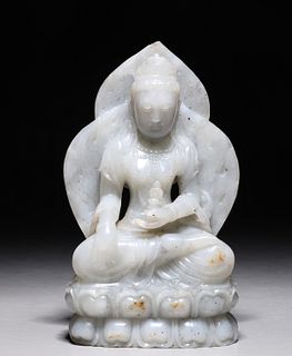 Unusually Carved Antique Chinese Carved Jade Bodhisattva
