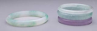 Group of Four Chinese Jadeite Bangles