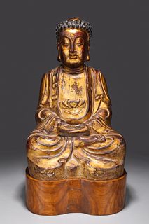 Fine Antique Chinese Dry Lacquer Seated Buddha